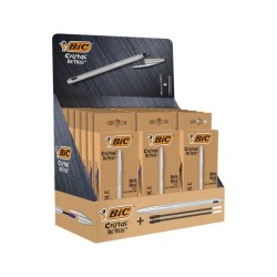 Boligrafo bic cristal renew 21 expositor 15 unidades azul  6 negro regalo 50 bic cristal azul