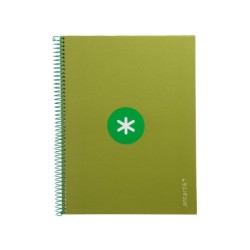 Cuaderno espiral a4 micro antartik tapa forrada80h 90 gr horizontal 1 banda 4 taladros color verde