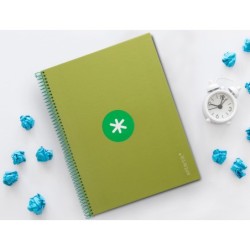 Cuaderno espiral a4 micro antartik tapa forrada80h 90 gr horizontal 1 banda 4 taladros color verde