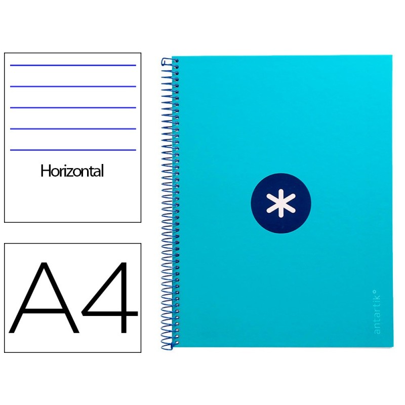 Cuaderno espiral a4 micro antartik tapa forrada80h 90 gr horizontal 1 banda 4 taladros color turquesa Cuaderno espiral a4 micro antartik tapa forrada80h 90 gr horizontal 1 banda 4 taladros color turquesa