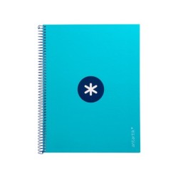 Cuaderno espiral a4 micro antartik tapa forrada80h 90 gr horizontal 1 banda 4 taladros color turquesa