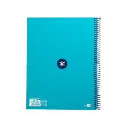 Cuaderno espiral a4 micro antartik tapa forrada80h 90 gr horizontal 1 banda 4 taladros color turquesa