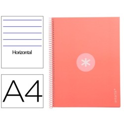 Cuaderno espiral a4 micro antartik tapa forrada80h 90 gr horizontal 1 banda 4 taladros color rosa claro