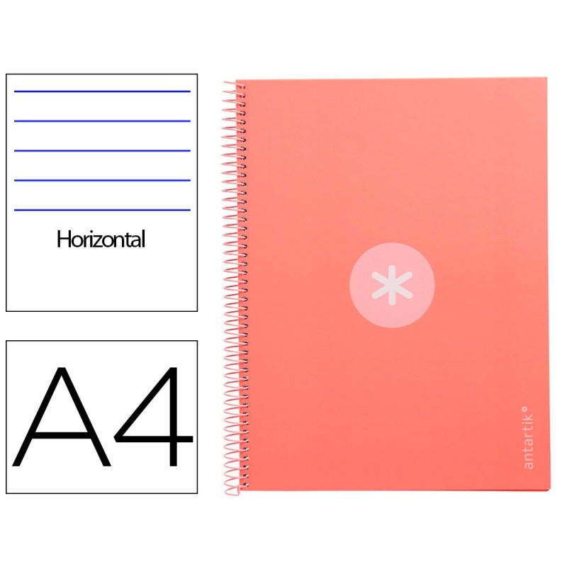 Cuaderno espiral a4 micro antartik tapa forrada80h 90 gr horizontal 1 banda 4 taladros color rosa claro Cuaderno espiral a4 micro antartik tapa forrada80h 90 gr horizontal 1 banda 4 taladros color rosa claro