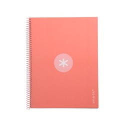 Cuaderno espiral a4 micro antartik tapa forrada80h 90 gr horizontal 1 banda 4 taladros color rosa claro