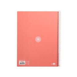 Cuaderno espiral a4 micro antartik tapa forrada80h 90 gr horizontal 1 banda 4 taladros color rosa claro