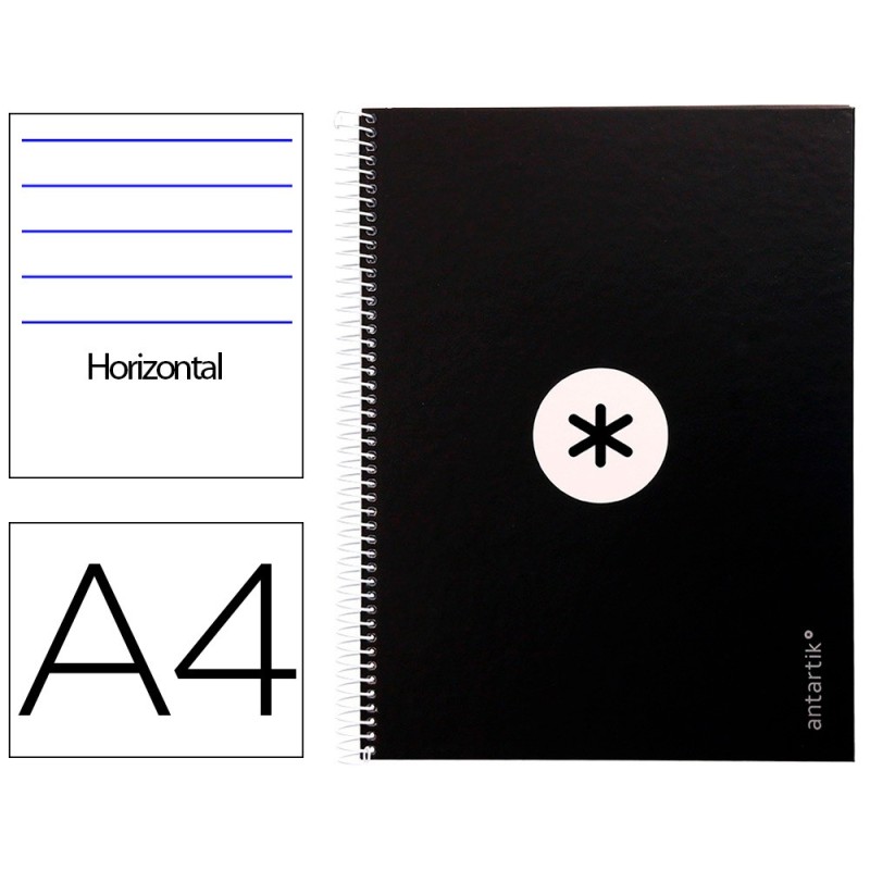Cuaderno espiral a4 micro antartik tapa forrada80h 90 gr horizontal 1 banda 4 taladros color negro Cuaderno espiral a4 micro antartik tapa forrada80h 90 gr horizontal 1 banda 4 taladros color negro