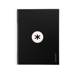 Cuaderno espiral a4 micro antartik tapa forrada80h 90 gr horizontal 1 banda 4 taladros color negro