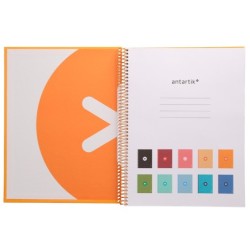 Cuaderno espiral a4 micro antartik tapa forrada80h 90 gr horizontal 1 banda 4 taladros color mostaza