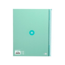 Cuaderno espiral a4 micro antartik tapa forrada80h 90 gr horizontal 1 banda 4 taladros color menta