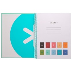 Cuaderno espiral a4 micro antartik tapa forrada80h 90 gr horizontal 1 banda 4 taladros color menta