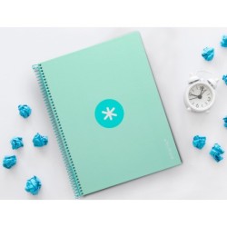 Cuaderno espiral a4 micro antartik tapa forrada80h 90 gr horizontal 1 banda 4 taladros color menta