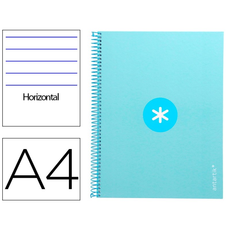 Cuaderno espiral a4 micro antartik tapa forrada80h 90 gr horizontal 1 banda 4 taladros color celeste Cuaderno espiral a4 micro antartik tapa forrada80h 90 gr horizontal 1 banda 4 taladros color celeste