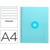 Cuaderno espiral a4 micro antartik tapa forrada80h 90 gr horizontal 1 banda 4 taladros color celeste