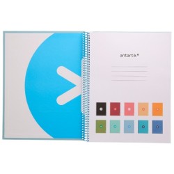Cuaderno espiral a4 micro antartik tapa forrada80h 90 gr horizontal 1 banda 4 taladros color celeste