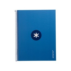 Cuaderno espiral a4 micro antartik tapa forrada80h 90 gr horizontal 1 banda 4 taladros color azul oscuro