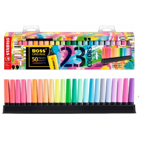 Rotulador stabilo boss fluorescente 70 deskset estuche de 23 unidades colores surtidos