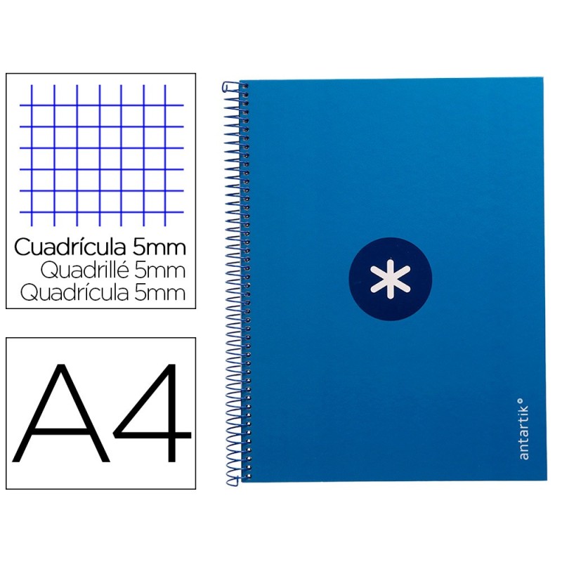 Cuaderno espiral a4 micro antartik tapa forrada 80h 90 gr cuadro 5mm 1 banda 4 taladros azul oscuro Cuaderno espiral a4 micro antartik tapa forrada 80h 90 gr cuadro 5mm 1 banda 4 taladros azul oscuro