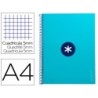 Cuaderno espiral a4 micro antartik tapa forrada 80h 90 gr cuadro 5mm 1 banda 4 taladros turquesa