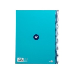 Cuaderno espiral a4 micro antartik tapa forrada 80h 90 gr cuadro 5mm 1 banda 4 taladros turquesa