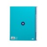 Cuaderno espiral a4 micro antartik tapa forrada 80h 90 gr cuadro 5mm 1 banda 4 taladros turquesa