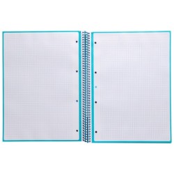 Cuaderno espiral a4 micro antartik tapa forrada 80h 90 gr cuadro 5mm 1 banda 4 taladros turquesa