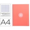 Cuaderno espiral a4 micro antartik tapa forrada 80h 90 gr cuadro 5mm 1 banda 4 taladros rosa claro