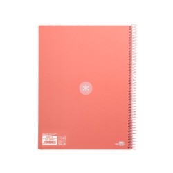 Cuaderno espiral a4 micro antartik tapa forrada 80h 90 gr cuadro 5mm 1 banda 4 taladros rosa claro