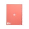 Cuaderno espiral a4 micro antartik tapa forrada 80h 90 gr cuadro 5mm 1 banda 4 taladros rosa claro