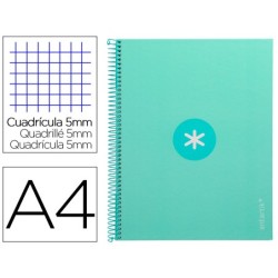 Cuaderno espiral a4 micro antartik tapa forrada 80h 90 gr cuadro 5mm 1 banda 4 taladros menta