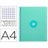 Cuaderno espiral a4 micro antartik tapa forrada 80h 90 gr cuadro 5mm 1 banda 4 taladros menta