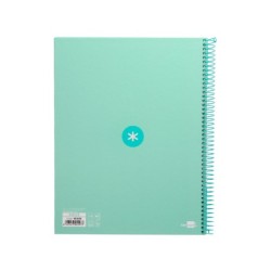 Cuaderno espiral a4 micro antartik tapa forrada 80h 90 gr cuadro 5mm 1 banda 4 taladros menta