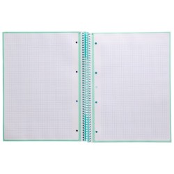 Cuaderno espiral a4 micro antartik tapa forrada 80h 90 gr cuadro 5mm 1 banda 4 taladros menta