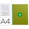 Cuaderno espiral a4 micro antartik tapa forrada 80h 90 gr cuadro 5mm 1 banda 4 taladros verde