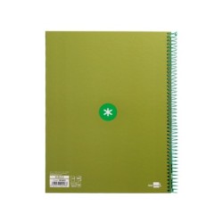 Cuaderno espiral a4 micro antartik tapa forrada 80h 90 gr cuadro 5mm 1 banda 4 taladros verde