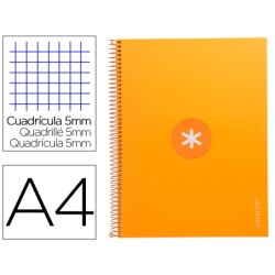 Cuaderno espiral a4 micro antartik tapa forrada 80h 90 gr cuadro 5mm 1 banda 4 taladros mostaza