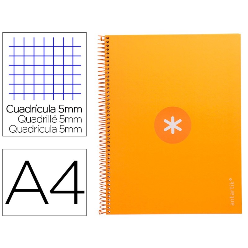 Cuaderno espiral a4 micro antartik tapa forrada 80h 90 gr cuadro 5mm 1 banda 4 taladros mostaza Cuaderno espiral a4 micro antartik tapa forrada 80h 90 gr cuadro 5mm 1 banda 4 taladros mostaza