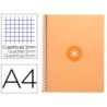 Cuaderno espiral a4 micro antartik tapa forrada 80h 90 gr cuadro 5mm 1 banda 4 taladros color peach