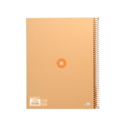 Cuaderno espiral a4 micro antartik tapa forrada 80h 90 gr cuadro 5mm 1 banda 4 taladros color peach
