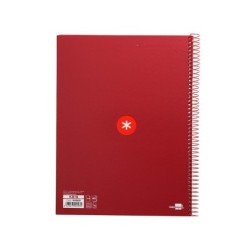 Cuaderno espiral a4 micro antartik tapa forrada 80h 90 gr cuadro 5mm 1 banda 4 taladros frambuesa
