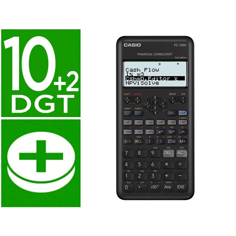 Calculadora casio fc-100v financiera 4 lineas 102 digitos almacenamiento flash calculo de ganancias con tapa
