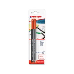 Rotulador edding punta fibra 1200 rojo n.2 punta redonda 0.5 mm blister de 2 unidades