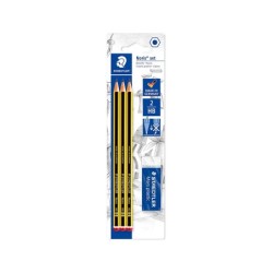 Lapices de grafito staedtler noris n.2 hb blister de 3 unidades  1 goma de borrar mars plastic