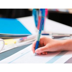 Boligrafo pilot super grip azul retractil sujecion de caucho tinta base de aceite en blister de 2 unidades