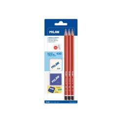 Lapices de grafito milan hexagonal hb  goma 430  afilalapiz blister de 3 unidades