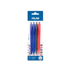 Boligrafo milan p1 retractil 1 mm touch blister de 4 unidades colores surtidos
