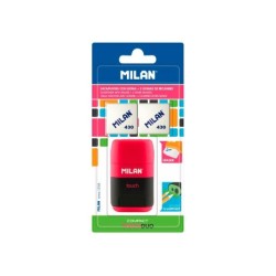 Sacapuntas milan compact touch duo plastico 2 usos con goma  2 recambios de goma en blister