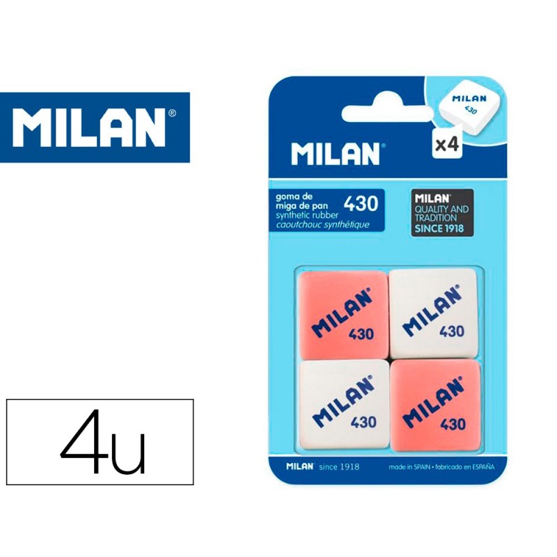 Goma de borrar milan 430 blister de 4 unidades Goma de borrar milan 430 blister de 4 unidades