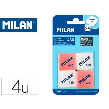 Goma de borrar milan 430 blister de 4 unidades