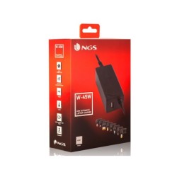 Adaptador de corriente ngs automatic 45w con 8 adaptadores y salida usb 2a